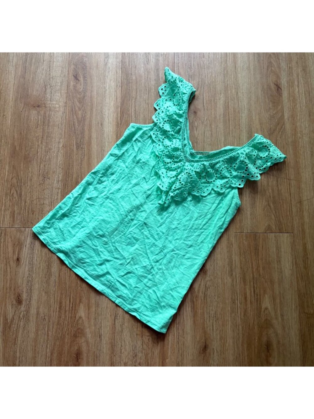 Lilly Pulitzer Plaza Sleeveless Eyelet Ruffle Tank Top Green Women’s Size XS